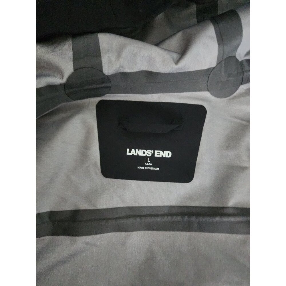 Lands' End‎ Kids Unisex Black Full Zip Front Hooded Windbreaker Size L (14-16) - Picture 9 of 14